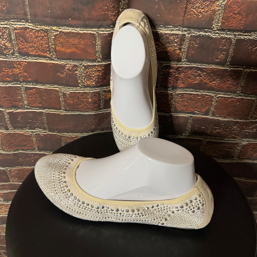 Hush Puppies White/Cream Sparkle Ballet Flat Sz 9